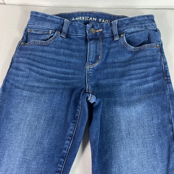 American Eagle Jeans Women's 27x33* Curvy Low Rise Kick Boot Blue Denim Tag 2 L - Picture 2 of 16